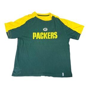 Green Bay Packers Green Yellow Short Sleeve T-Shirt Mens Size XL Cotton Blend RE